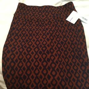 Lularoe, Cassie, ikat, copper, navy, pencil skirt